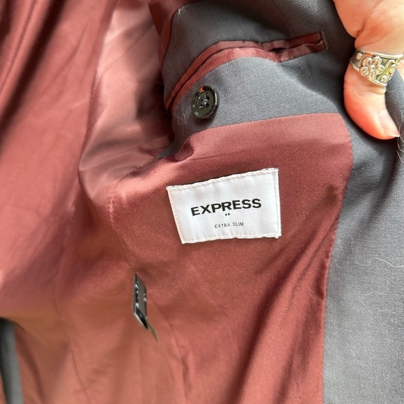Express Men’s Solid Charcoal Grey Extra Slim Button Sport Coat Blazer - Picture 2 of 6